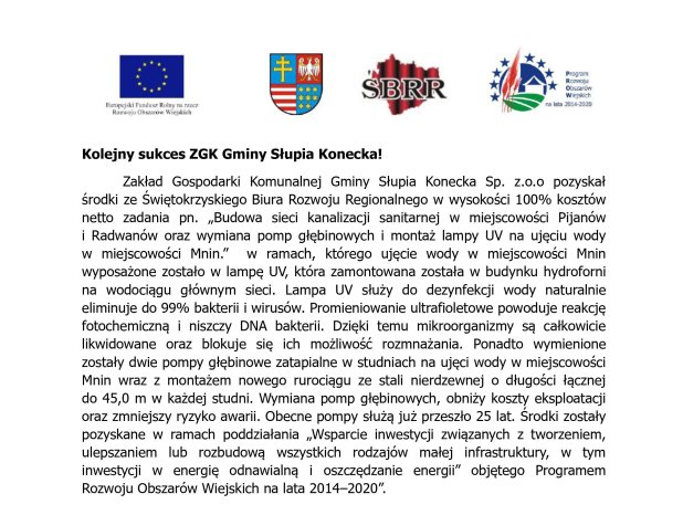 Kolejny sukces ZGK Gminy Słupia Konecka!