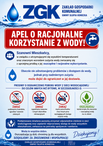 APEL O RACJONALNE KORZYSTANIE Z WODY